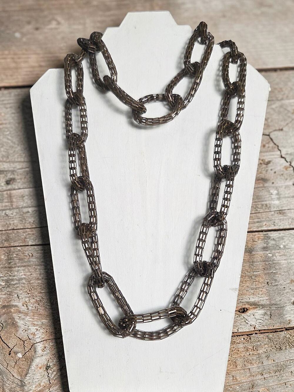 Statment Long Lightweight Bronze Large Metal Link Necklace 42" Around